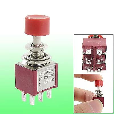 4 Pcs AC 250V 2A DPDT 2NO 2NC Momentary Push Button Switch