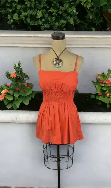 Orange Tank Top Padded Boho Beach Coconut Girl Flowy Fairy Top Hippie Summer Y2K