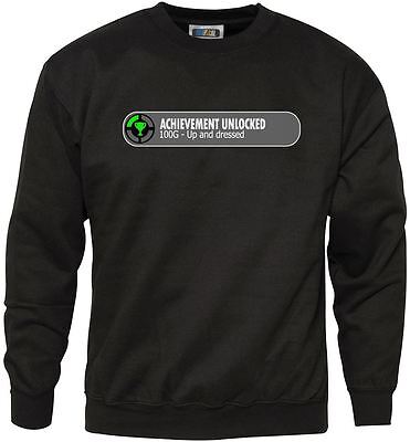 Achievement Unlocked Up & Dressed Unisex Funny Gamer Sweatshirt Gaming Gift Lazy