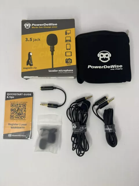 PowerDeWise Microphone Professional Grade Lavalier Lapel 3.5mm Jack Vlog Youtube