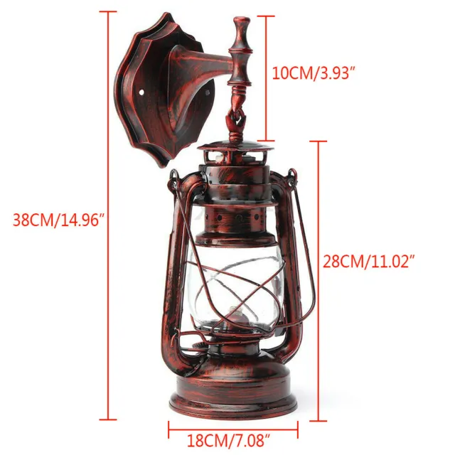 Retro Antique Vintage Industrial Lantern Wall Lamp Holder Sconce Light Fixture 3