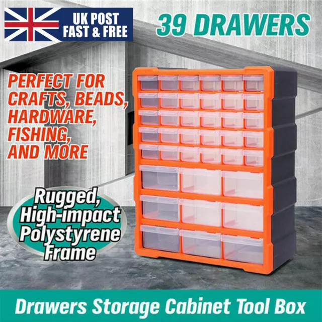 39 Multi Drawer Parts Storage Cabinet Unit Organiser Workshop Garage Tool Box UK