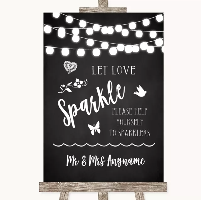 Chalk Style Black & White Lights Let Love Sparkle Sparkler Send Off Wedding Sign