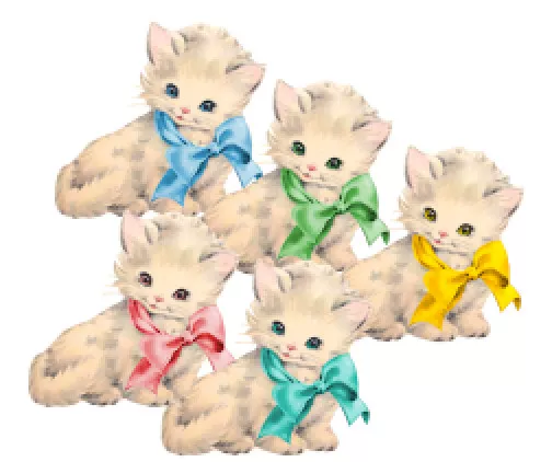 Vintage Image Retro Baby Kitten Cat Bow Waterslide Decal AN824 U PICK COLOR