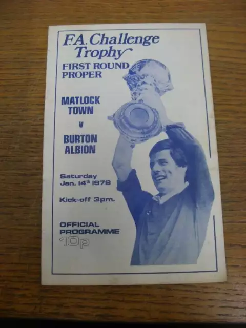 14/01/1978 Matlock Town v Burton Albion [FA Trophy] (folded)