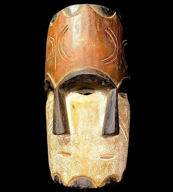 African Tribal Face Mask African Tribal Art Carved Wood Triple Face Lega-6640