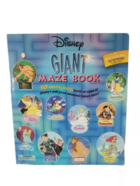 DISNEY'S GIANT MAZE Wipe- Clean Book By Disney Hardcover  Puzzle Collector Buff