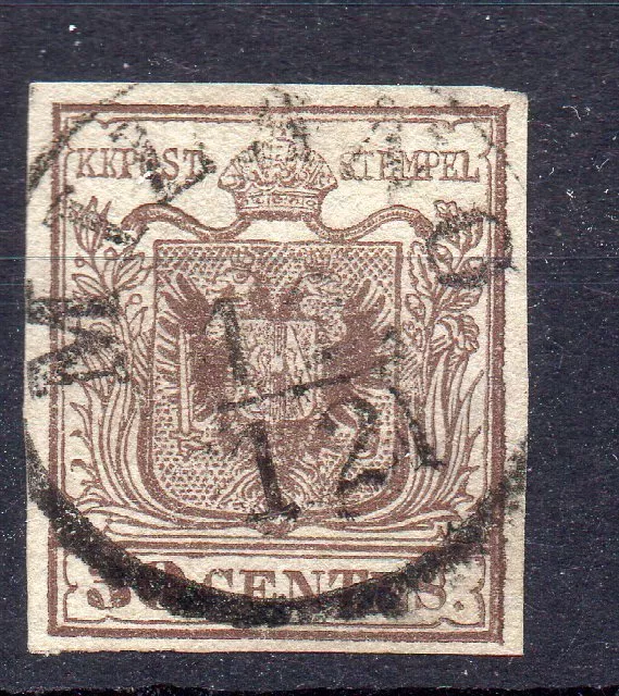 Francobolli Antichi Stati 1850 Lombardo Veneto 30 Centesimi 1° Tipo D 01265