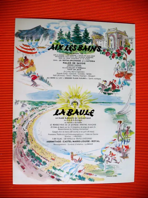 Press Advertisement Tourisme Aix Les Bains La Baule Illustration P. Pages 1962