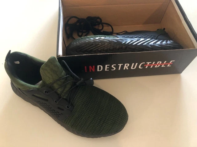 Indestructible Work Shoes sz 12/46 Black & Green w/ Extra Pair of Laces