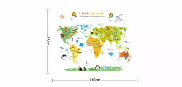 Wall Stickers Removable World Animals Map Living Room Decal Picture Art Kids C 2