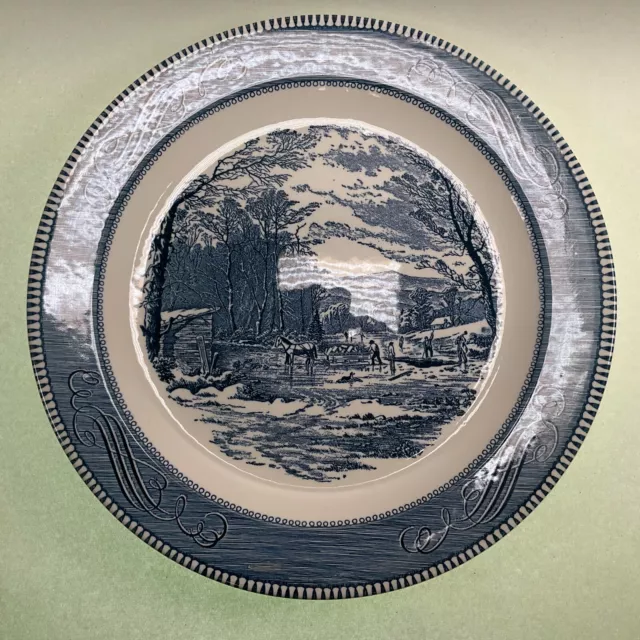 Royal Currier & Ives Ironstone 12" Serving Plate Chop Plate - "Getting Ice"