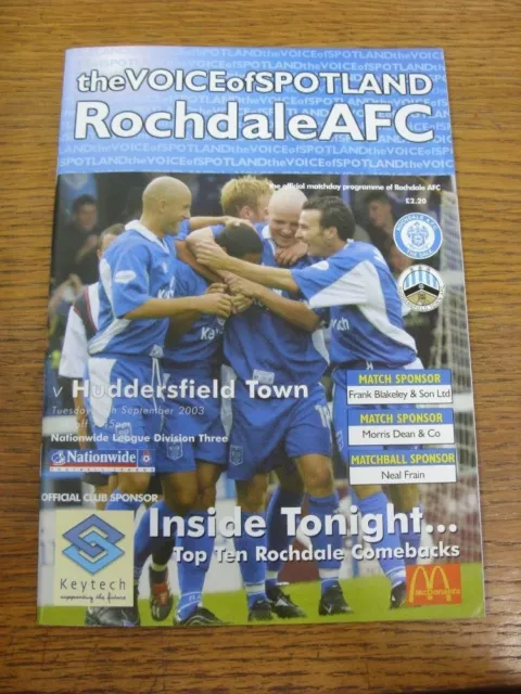 16/09/2003 Rochdale v Huddersfield Town  . FREE POSTAGE on all UK Orders.