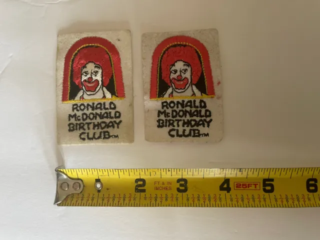 Lot of 2 Ronald McDonalds Birthday Club Patches