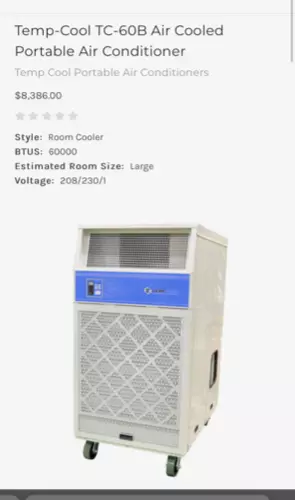 Temp-Cool TC-60B Air Cooled Portable Air Conditioner