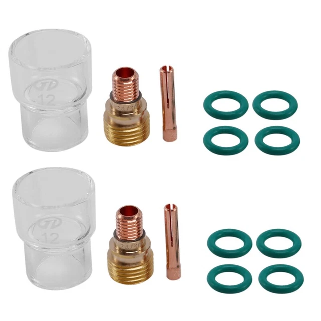 14 pezzi/set # 12 kit guscio in vetro stubby pinze di serraggio corpo lente a gas WiC2W2