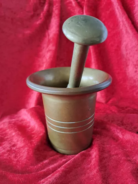 großer alter Messing Mörser -Apothekenmörser mit Stößel ,12cm groß