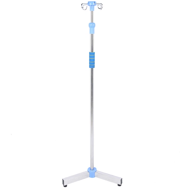 IV Pole Stand Adjustable Stainless Steel IV Bag Stand With Hooks For Hospital Ho
