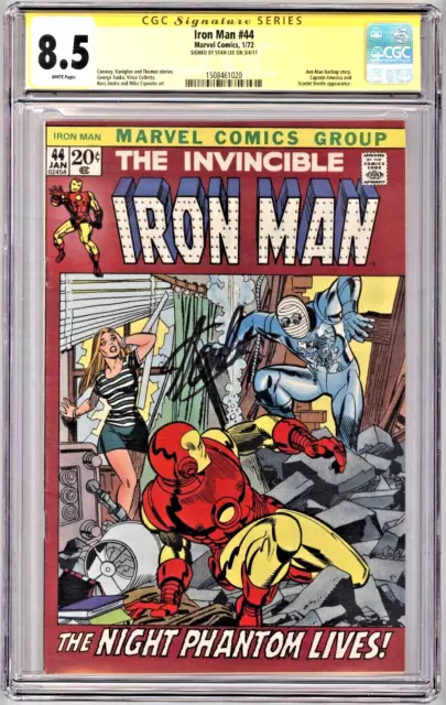 1972 Marvel Comics Invincible Iron Man #44 Cgc 8.5 Wp - Ss Signed By Stan Lee