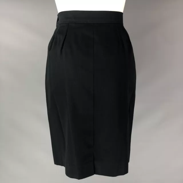 YVES SAINT LAURENT Talla 8 Algodón Negro Sólido Lápiz Bajo Rodilla Falda 2