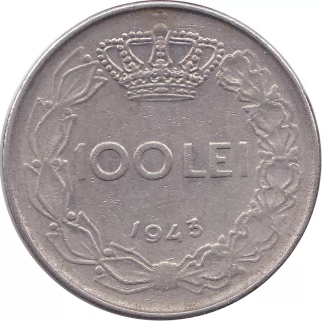 Romanian Coin 100 Lei | King Mihai I | Romania | 1943 - 1944