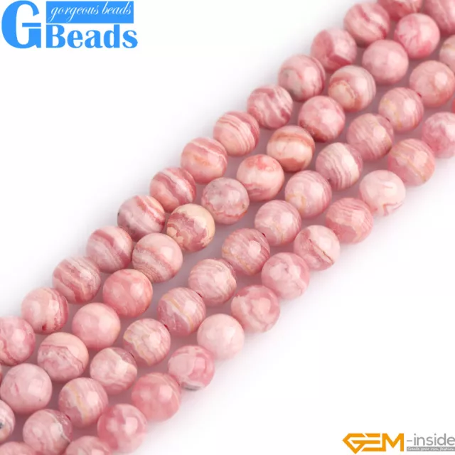 Natural AA Grade Pink Argentina Rhodochrosite Gemstone Round Beads Free Shipping