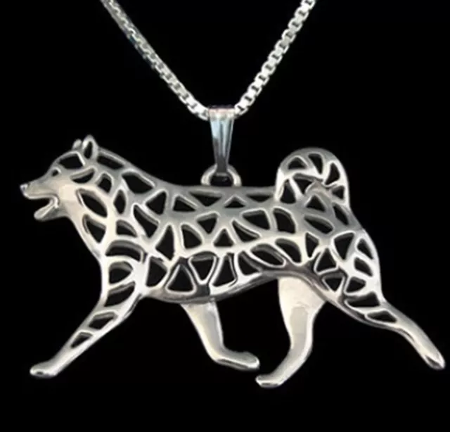 Shiba Inu Running Dog Pendant Necklace -  Fashion Jewellery - Silver Plated