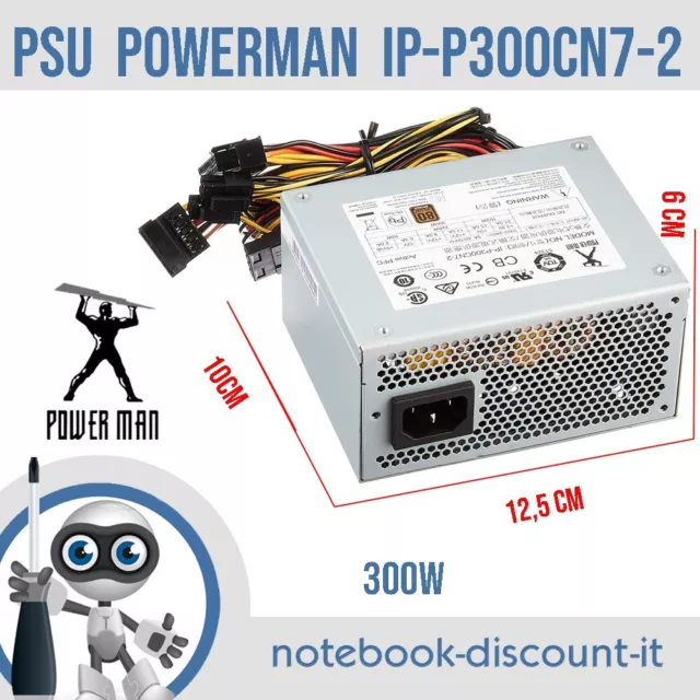 Alimentatore POWER MAN IP-P300CN7-2  Psu Per Computer Desktop Mini ATX  20+4 Pin