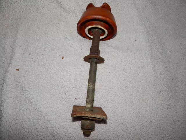 Vintage RARE  Porcelain Saddleback Insulator with Hardware