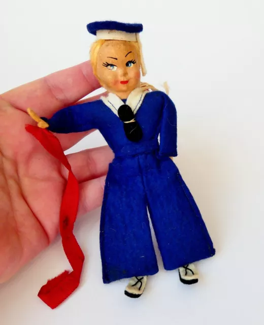 Vintage 1960's Sailor Doll Souvenir T/n SS Leonardo Da Vinci Ocean Liner Ship