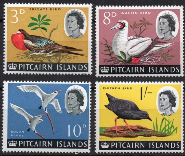 Pitcairn Islands/1964-5/Mh/Sc#42, 45-7/ Queen Elizabeth Ii/ Qeii/ Birds /