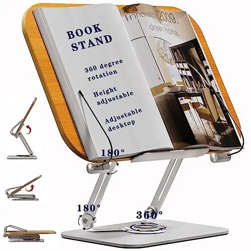 Book Stand for Reading Hands Free,Multi-Angle Adjustable Book Holder Stand