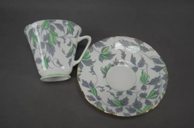 Royal Grafton Ashley Green Vintage Porcelain Bone China Tea Cup & Saucer 2