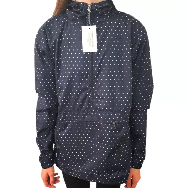 Charles River Windbreaker Raincoat Jacket Womens Medium Polka Dot Zipper Pockets