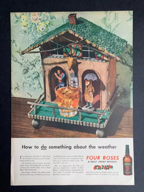 Vintage 1940s Four Roses Whiskey Print Ad