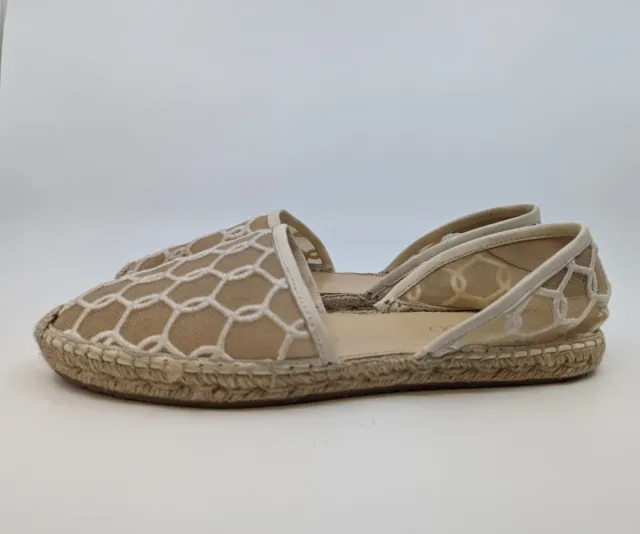 Jimmy Choo Sz 10.5 Dreya Embroidered Mesh D’Orsay Flat Espadrilles