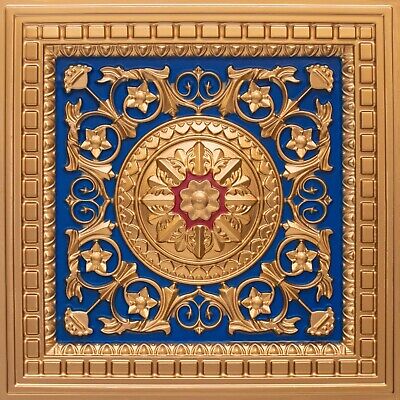 PVC Decorative Ceiling Tile 2' x 2' (Lot of 25) - Gold/Blue/Red #215 Drop-in