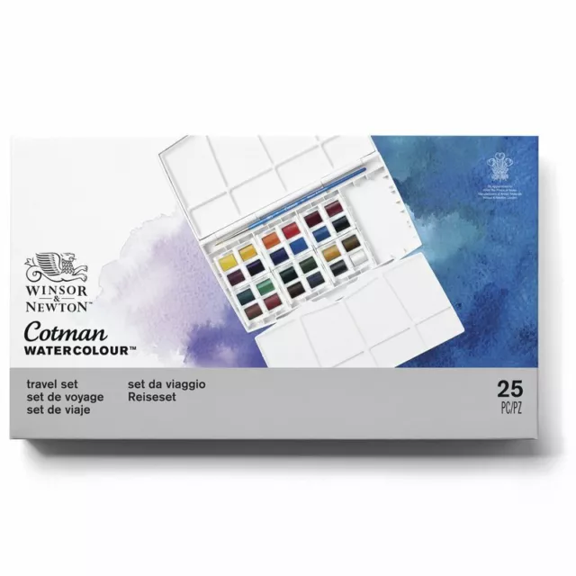 Winsor & Newton Cotman Aquarelle Peinture Demi Godet Voyage Boîte Set 24