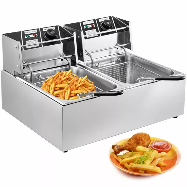 2x6 L Friteuse Elektrische Fritöse Doppelfritteuse Edelstahl Fritoese Gastro