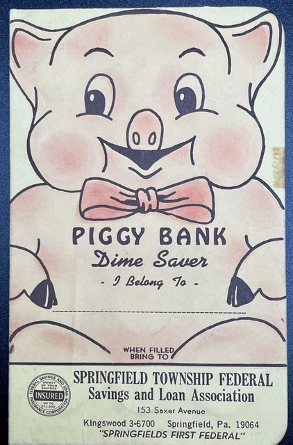 Vintage FULL Piggy Bank SILVER Dime Saver Springfield Township Federal