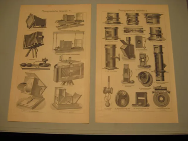5 x Tafelbilder Lithographien um 1900 Photographie Fotoapparate mit Bericht 2
