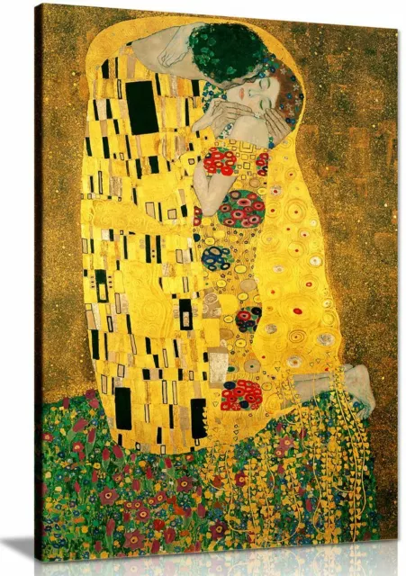 Gustav Klimt Kiss Canvas Wall Art Picture Print