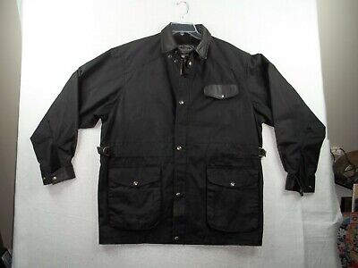 INDIAN MOTORCYCLE WAXED Canvas Jacket Leather Collar & trim Black Mens