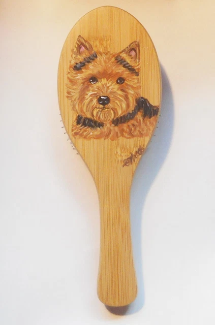 Norwich Terrier dog Hairbrush Pet Grooming Brush Hand Painted
