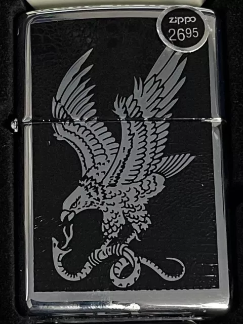 ZIPPO 2007 EAGLE AND SERPENT FIGHTING POLISHED CHROME LIGHTER SEALED IN BOX c266