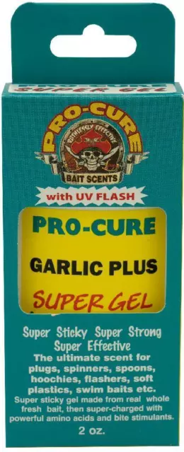 Pro-Cure Super Sticky Gel 2 oz Garlic Plus Fishing Scent Attractant w/UV Flash