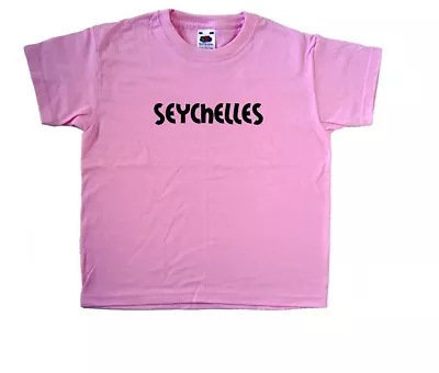 Seychelles text Pink Kids T-Shirt