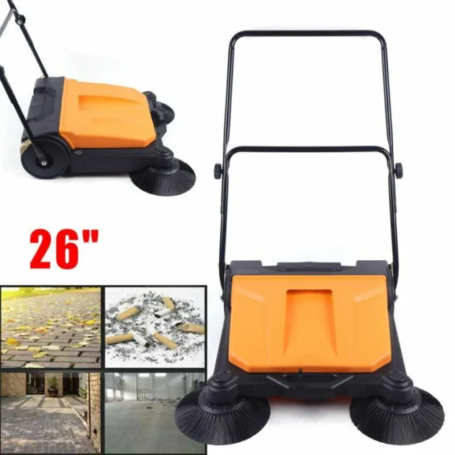 26" Floor Large Area Workshop Push Sweeper Domestic/Wet Brushes Cleaning Tool