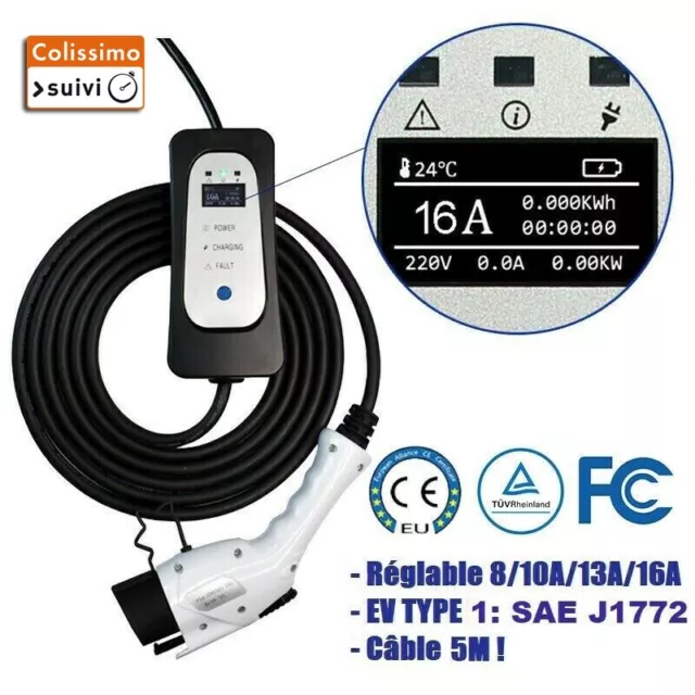 BESEN Chargeur portable - Type1 - réglable 10A / 16A - Câble 6m