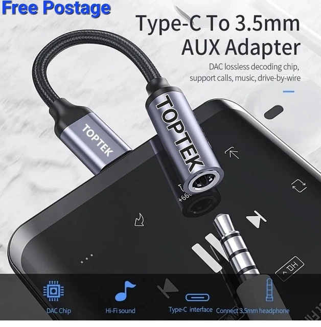 Premium USB C to AUX Audio Headphone Jack USB Type C to 3.5mm For Android Mac